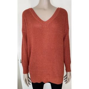 Earthbound Trading Co Rust Tie Back Sweater